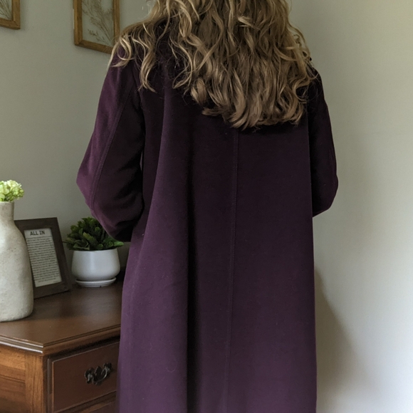 Burberry Funnel Neck Purple Wool Coat - Picture 3 of 13